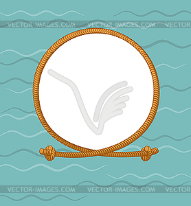 Maritime round frame with rope. thick rope and - vector clipart