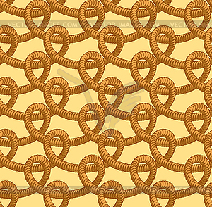 Loop rope seamless pattern. Thick rope ornament. - color vector clipart