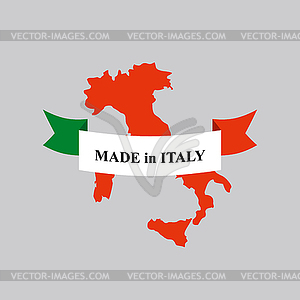 Made in Italy product logo. Map of Italy and - vector clipart