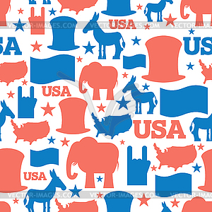 American seamless pattern. USA Election Symbols - vector image