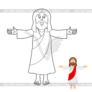 Jesus coloring book. Jesus christ drawing for - vector clipart