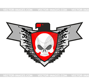 Military emblem. Army logo. Soldiers badge. Skull i - vector image