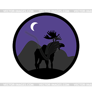 Deer emblem. Moose logo. Animal with horns. Wild - vector clipart