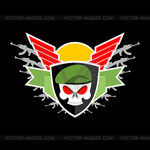 Military emblem. Army logo. Soldiers badge. Skull i - vector image