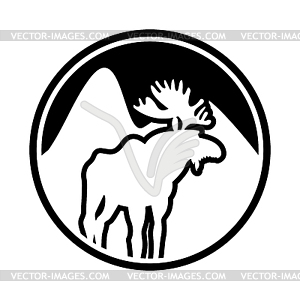 Moose logo. Deer emblem. Animal with horns. Wild - vector clipart