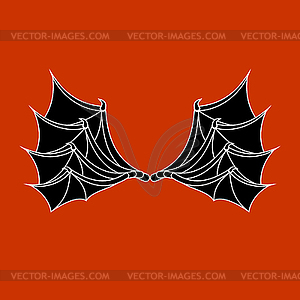 Wings of bat and dragon. Demon wing on red - vector clip art