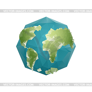 Earth Polygon. Planet geometric figure octagon. - color vector clipart