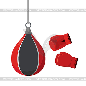 Punching bag and gloves. Attempts on sports - vector image