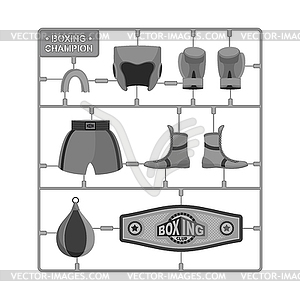 Boxing set. Collection champion. Gloves and - vector clipart