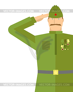 Российские ветераны солдаты салют. Ретро военные. - клипарт в векторном формате