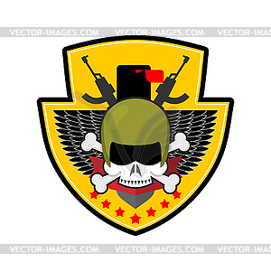 Military emblem. Army logo. Soldiers badge. Skull i - vector image