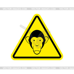 Monkey Warning sign yellow. Primacy of Hazard - color vector clipart