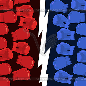 Boxing Battle team. Blue vs Reds. Gloves hit - vector clipart