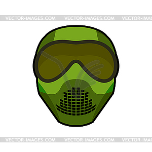 Protective helmet Scary. Sports respirator future. - vector image