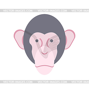 Monkey face . Chimpanzee head. Primacy of person - vector clip art