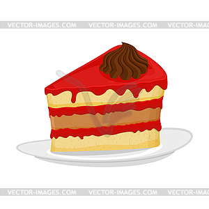 Piece of cake on plate. pie . Dessert - vector clipart