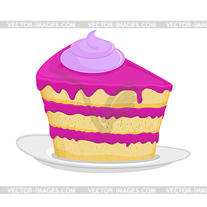 Piece of cake on plate. pie . Dessert - vector clipart