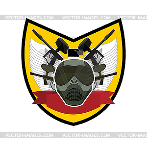 Paintball logo. Military emblem. Army sign. Helmet - vector clipart