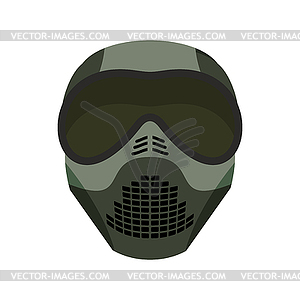 Protective helmet Scary. Sports respirator future. - vector image