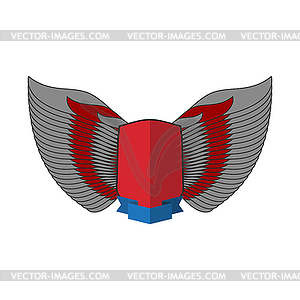 Shield and wings logo. Heraldic emblem. Antique coa - vector image