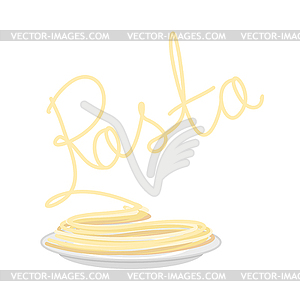 Pasta on plate . Spaghetti on dish - vector clipart