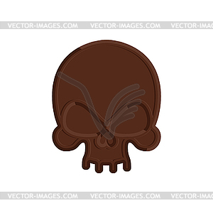 Chocolate skull. Sweet skeleton head. Scary - vector image