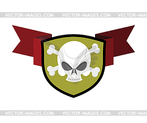 Skull and shield. Crossed bones and skeleton head - vector clipart / vector image