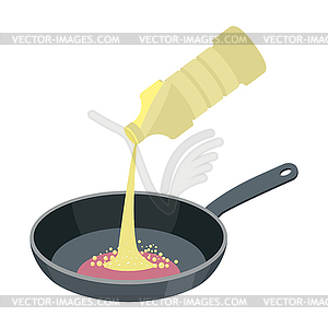 Frying pan with butter . Kitchen utensils for - vector image