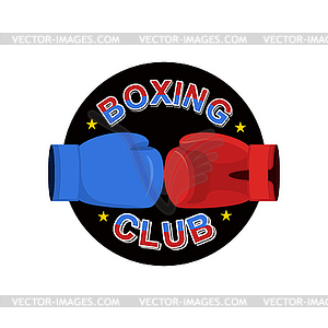 Boxing emblem. Gred and blue loves. logo for - vector clip art