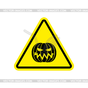 Halloween Warning sign yellow. Masquerade Hazard - vector clip art