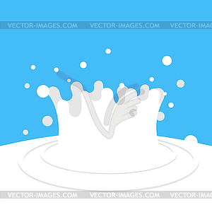 Splash of milk. White drops on blue background - vector image