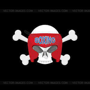 Boxing logo. Sports emblem. Skull and boxing gloves - vector clip art