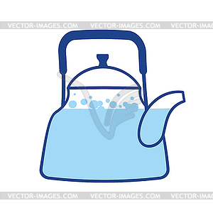 Kettle boiling wate. Teapot . Kitchen utensils. - vector image