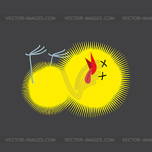 Chick dead. Small Chicken corpse. little farm yello - vector clip art