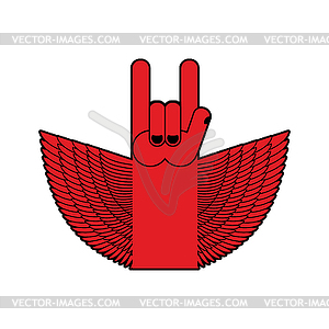 Рок haRock руки и крылья символ музыки. Rock - цветной векторный клипарт