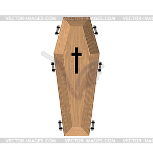 Coffin . Wooden casket. Religion obj - vector clip art