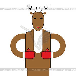 Deer Santa . Christmas animal. Beast for new year - vector clip art