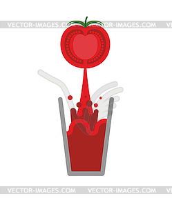 Tomato juice glass . Nectar of tomatoes. Red - vector image