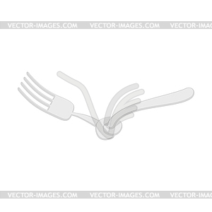 Fork knotted . Cutlery for dieting in white - vector clip art