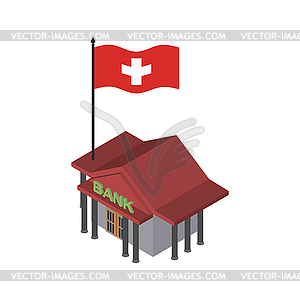 Swiss bank. Financial building and flag of - vector image