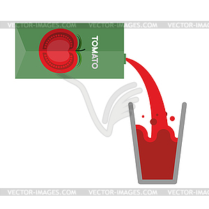 Packaging and glass of tomato juice. Pour tomato - vector clipart