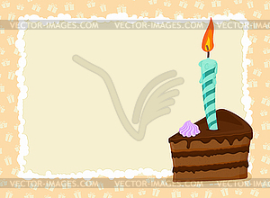 Открытка на День рождения. Кусок торта и свечи. День отдыха - векторизованное изображение
