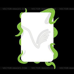 Tentacle and banner. Green Monster hugging white - royalty-free vector clipart