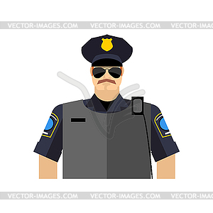 Police officer portrait. Policeman in uniform. radi - vector image