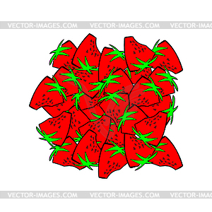 Strawberries bunch . Red juicy berry much - vector clipart