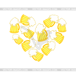 Beer heart. I love alcohol. I like to drink mugs - vector image