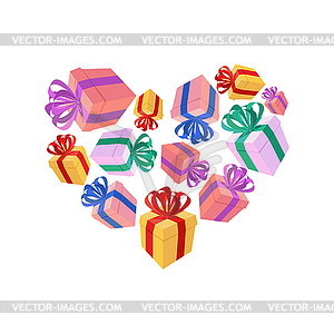 Gifts heart. I love gift. I like holidays - vector image