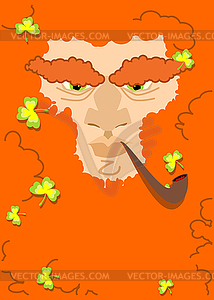 Leprechaun with red beard. St. Patricks Day - vector clip art