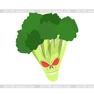 Angry broccoli. Aggressive green vegetable. - royalty-free vector clipart