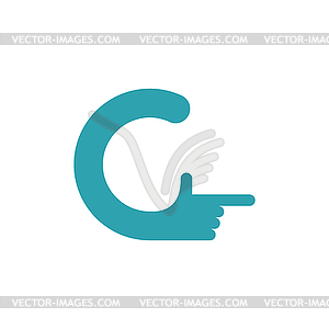 C letter hand. Forefinger lettering - vector image